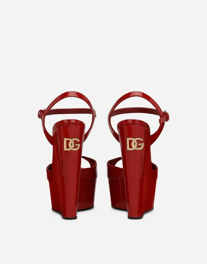 Dolce and Gabbana Sandals And Wedges Women Patent Leather Wedges Red Dolce and Gabbana Sandals And Wedges Women Patent Leather Wedges Red
