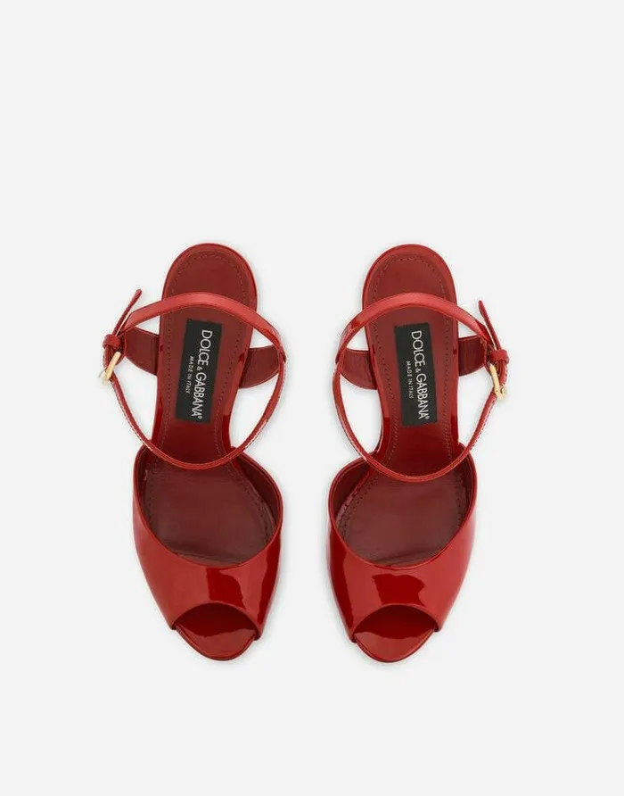 Dolce and Gabbana Sandals And Wedges Women Patent Leather Wedges Red Dolce and Gabbana Sandals And Wedges Women Patent Leather Wedges Red