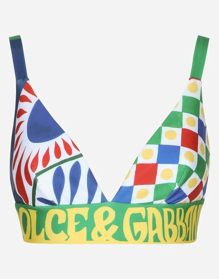 Dolce and Gabbana Shirts And Tops Women Carrettoprint Technical Jersey Bra Top Multicolor Dolce and Gabbana Shirts And Tops Women Carrettoprint Technical Jersey Bra Top Multicolor