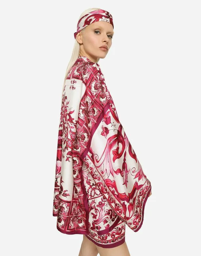 Dolce and Gabbana Shirts And Tops Women Majolicaprint Twill Shirt With Slits Multicolor Dolce and Gabbana Shirts And Tops Women Majolicaprint Twill Shirt With Slits Multicolor