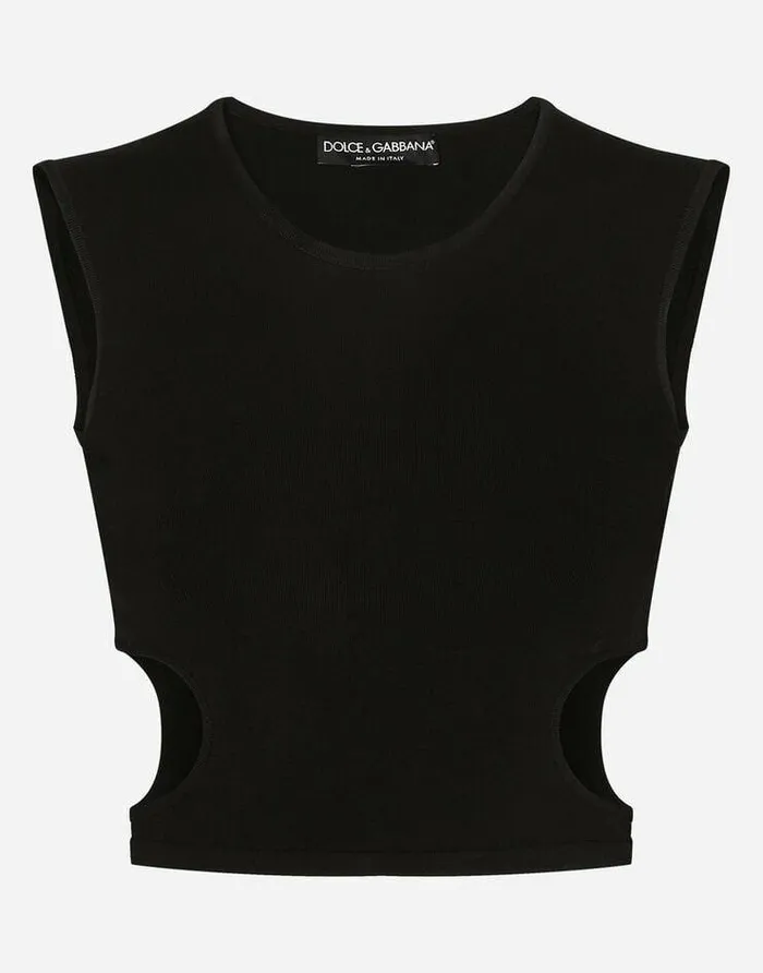 Dolce and Gabbana Shirts And Tops Women Viscose Top With Cutout Sides Black