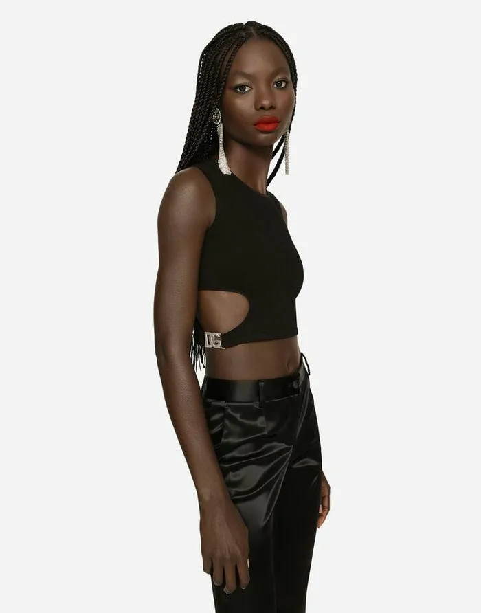 Dolce and Gabbana Shirts And Tops Women Viscose Top With Cutout Sides Black Dolce and Gabbana Shirts And Tops Women Viscose Top With Cutout Sides Black