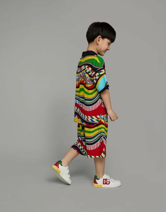 Dolce and Gabbana Shirts Children Shortsleeved Shirt With Carretto Print Multicolor Dolce and Gabbana Shirts Children Shortsleeved Shirt With Carretto Print Multicolor