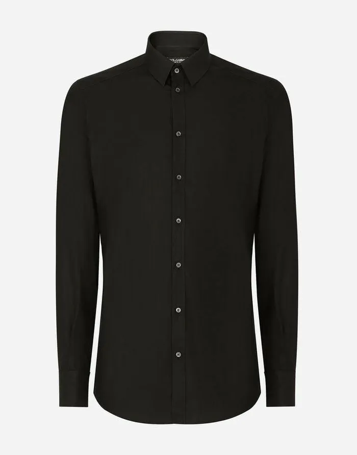 Dolce and Gabbana Shirts Men Cotton Gold Fit Shirt Black