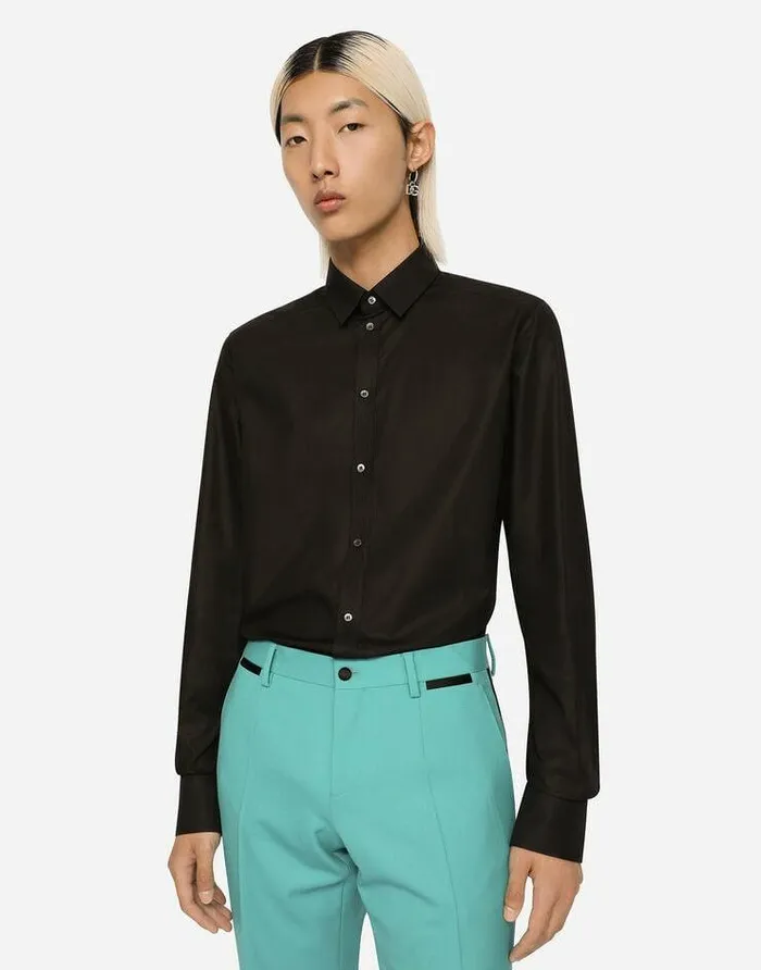 Dolce and Gabbana Shirts Men Cotton Gold Fit Shirt Black Dolce and Gabbana Shirts Men Cotton Gold Fit Shirt Black
