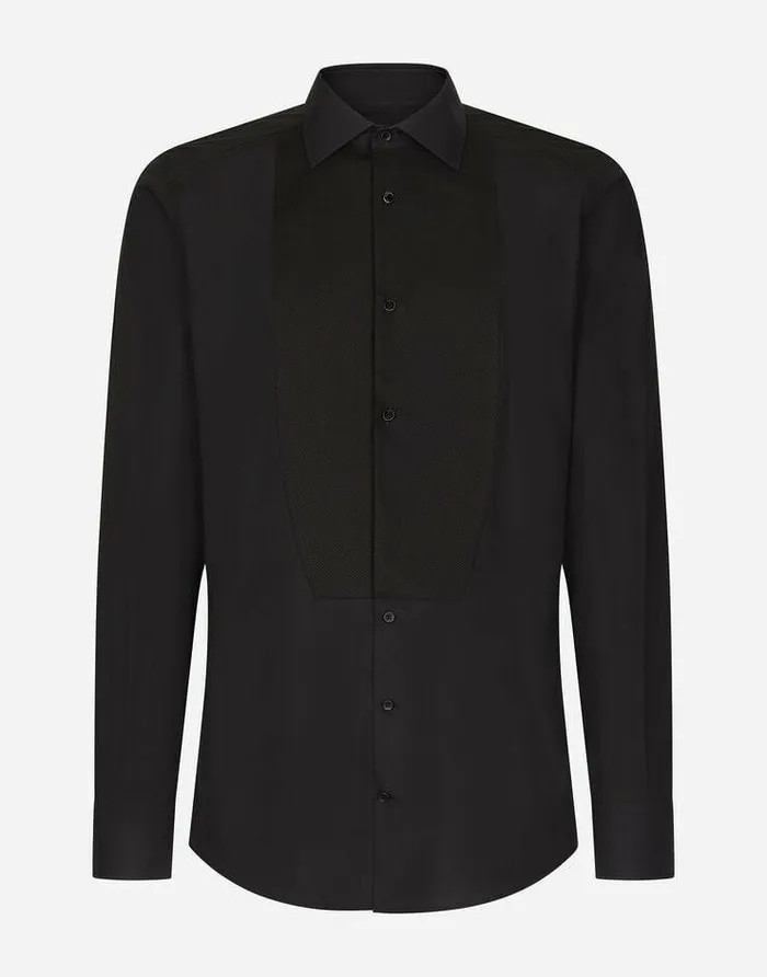 Dolce and Gabbana Shirts Men Cotton Goldfit Tuxedo Shirt Multicolor