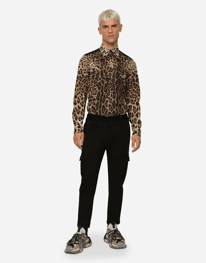 Dolce and Gabbana Shirts Men Leopardprint Cotton Shirt With Multiple Pockets Multicolor Dolce and Gabbana Shirts Men Leopardprint Cotton Shirt With Multiple Pockets Multicolor