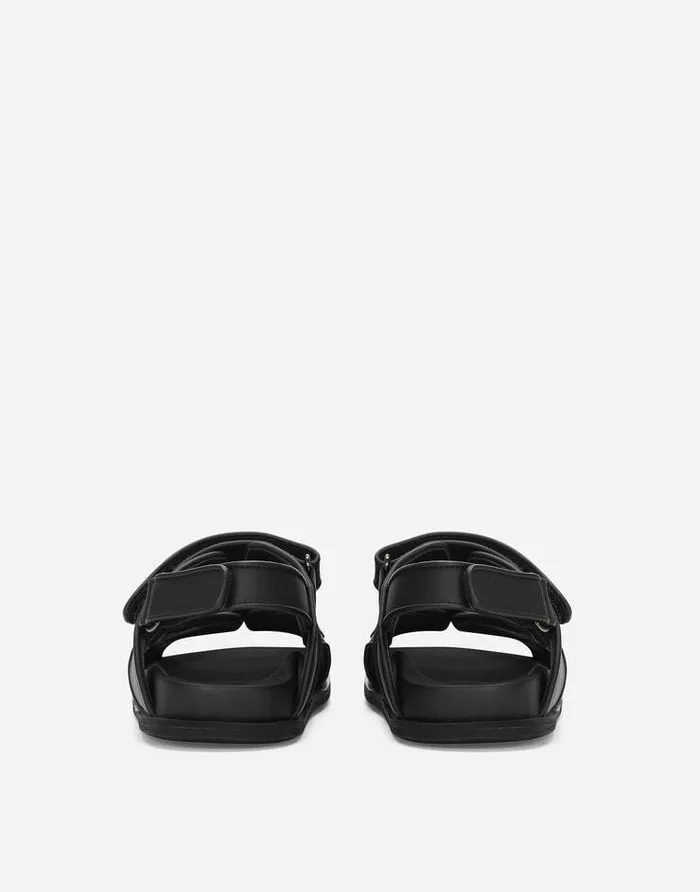 Dolce and Gabbana Shoes 2438 Children Calfskin Sandals With Metal DG Logo Black Dolce and Gabbana Shoes 2438 Children Calfskin Sandals With Metal DG Logo Black