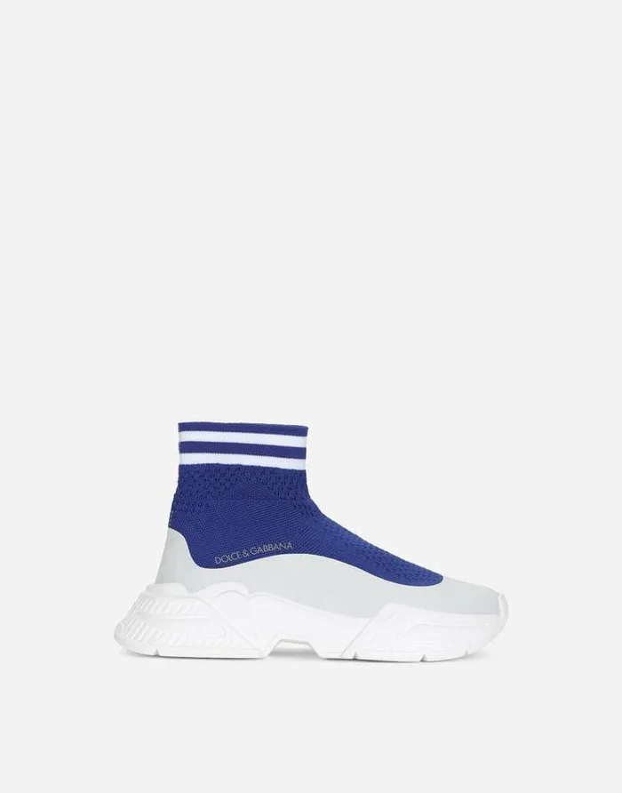 Dolce and Gabbana Shoes 2438 Children Hightop Slipon Sneakers In Stretch Mesh Blue Dolce and Gabbana Shoes 2438 Children Hightop Slipon Sneakers In Stretch Mesh Blue