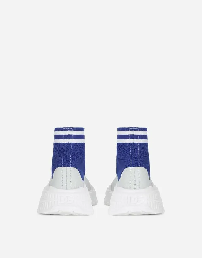 Dolce and Gabbana Shoes 2438 Children Hightop Slipon Sneakers In Stretch Mesh Blue Dolce and Gabbana Shoes 2438 Children Hightop Slipon Sneakers In Stretch Mesh Blue
