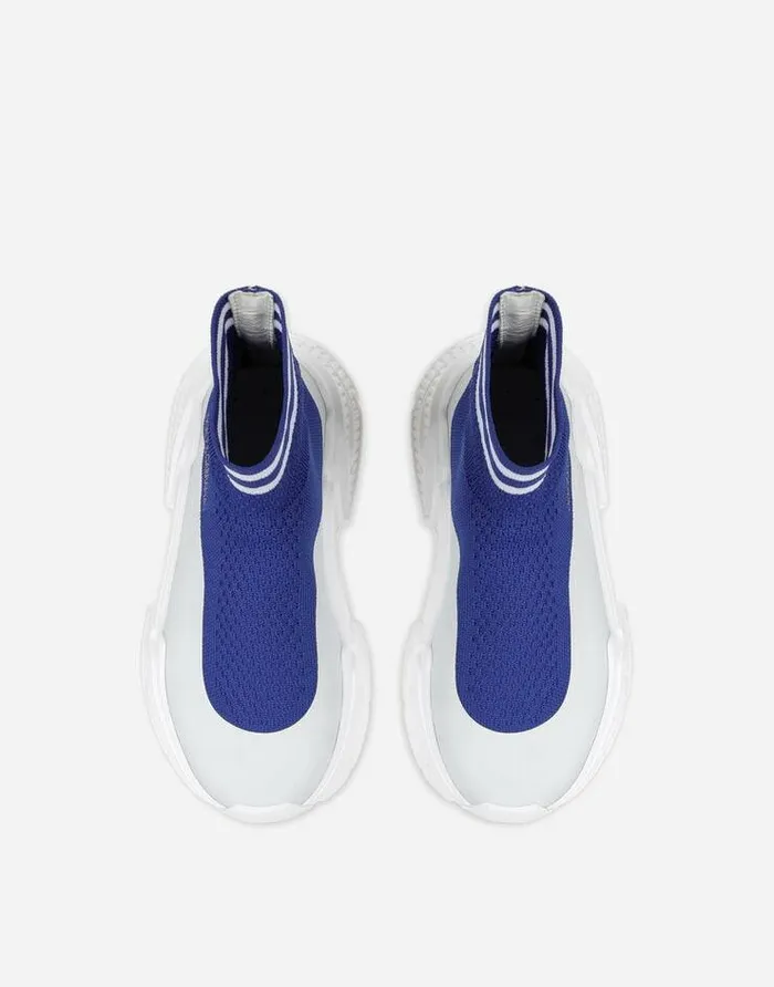 Dolce and Gabbana Shoes 2438 Children Hightop Slipon Sneakers In Stretch Mesh Blue Dolce and Gabbana Shoes 2438 Children Hightop Slipon Sneakers In Stretch Mesh Blue