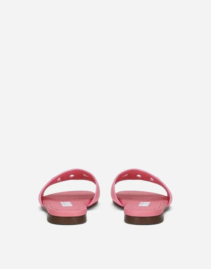 Dolce and Gabbana Shoes 2438 Children Leather And Rubber Sliders With DG Millennials Logo Pink Dolce and Gabbana Shoes 2438 Children Leather And Rubber Sliders With DG Millennials Logo Pink