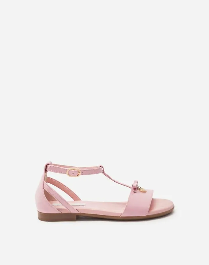 Dolce and Gabbana Shoes 2438 Children Tstrap Patent Leather Sandal Pink
