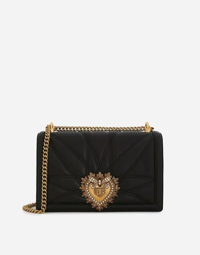 Dolce and Gabbana Shoulder And Crossbody Bags Women Large Devotion Bag In Quilted Nappa Leather Black Dolce and Gabbana Shoulder And Crossbody Bags Women Large Devotion Bag In Quilted Nappa Leather Black
