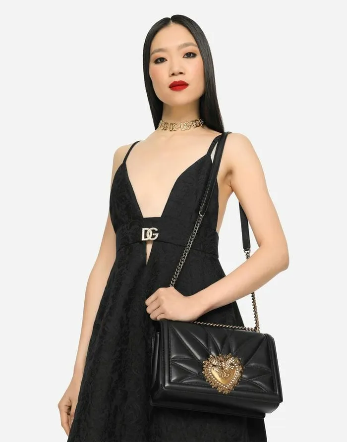 Dolce and Gabbana Shoulder And Crossbody Bags Women Large Devotion Bag In Quilted Nappa Leather Black