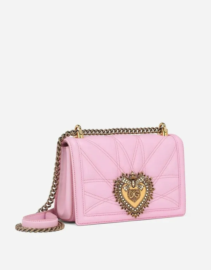 Dolce and Gabbana Shoulder And Crossbody Bags Women Medium Devotion Bag In Quilted Nappa Leather Pink Dolce and Gabbana Shoulder And Crossbody Bags Women Medium Devotion Bag In Quilted Nappa Leather Pink