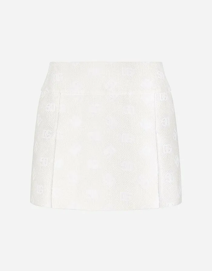 Dolce and Gabbana Skirts Women Jacquard Miniskirt With Allover DG Logo White