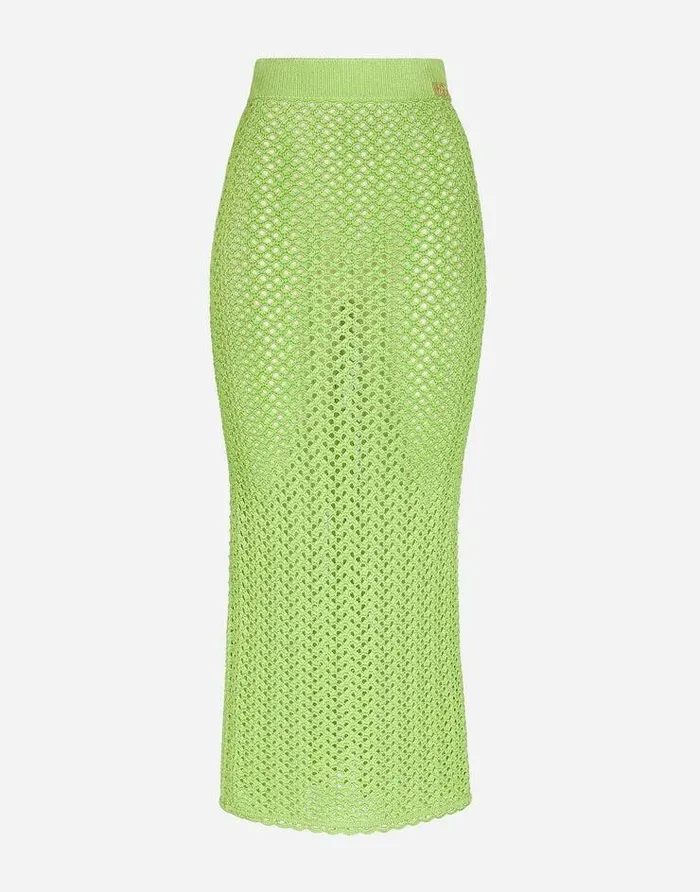 Dolce and Gabbana Skirts Women Long Crochet Skirt Green