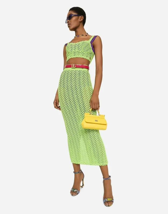 Dolce and Gabbana Skirts Women Long Crochet Skirt Green Dolce and Gabbana Skirts Women Long Crochet Skirt Green