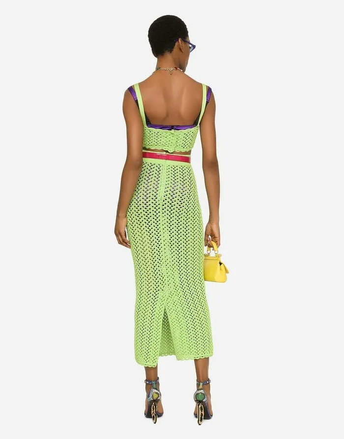 Dolce and Gabbana Skirts Women Long Crochet Skirt Green Dolce and Gabbana Skirts Women Long Crochet Skirt Green
