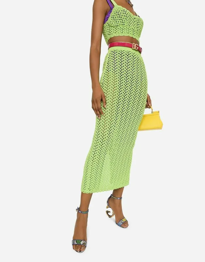 Dolce and Gabbana Skirts Women Long Crochet Skirt Green Dolce and Gabbana Skirts Women Long Crochet Skirt Green