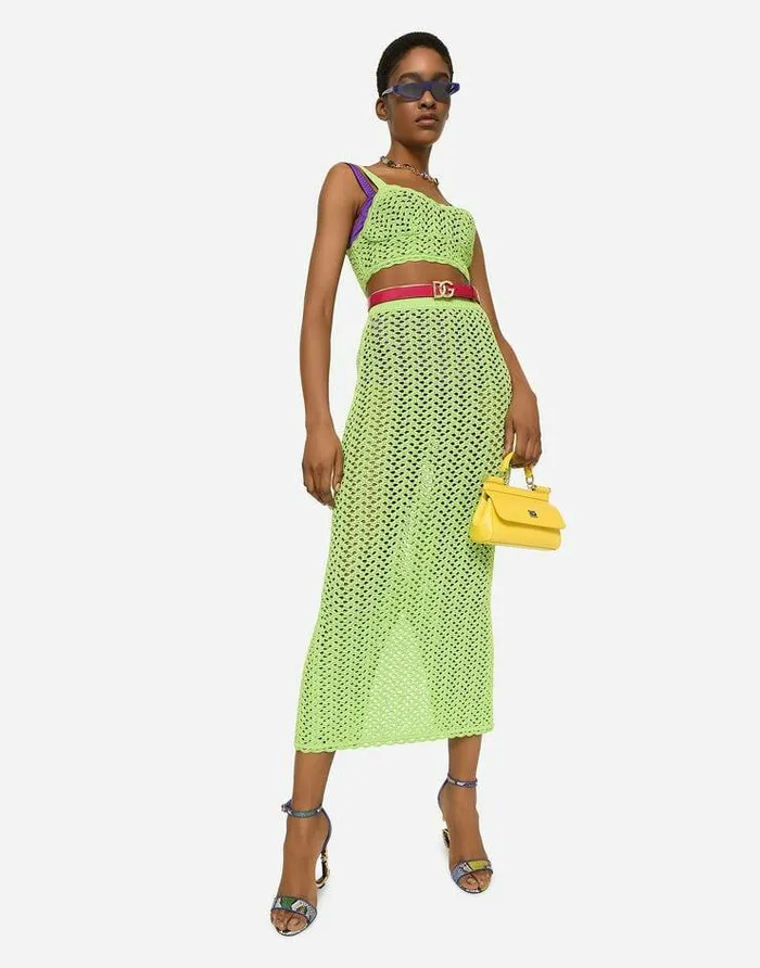 Dolce and Gabbana Skirts Women Long Crochet Skirt Green Dolce and Gabbana Skirts Women Long Crochet Skirt Green