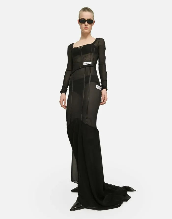 Dolce and Gabbana Skirts Women Long Silk Skirt With Mermaid Ruffle Black Dolce and Gabbana Skirts Women Long Silk Skirt With Mermaid Ruffle Black