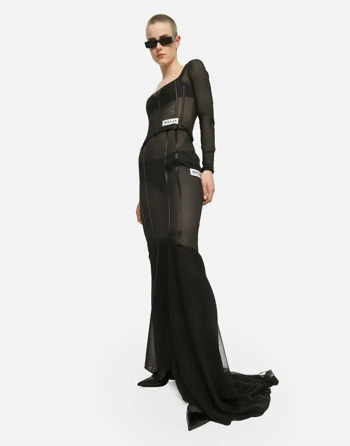 Dolce and Gabbana Skirts Women Long Silk Skirt With Mermaid Ruffle Black Dolce and Gabbana Skirts Women Long Silk Skirt With Mermaid Ruffle Black