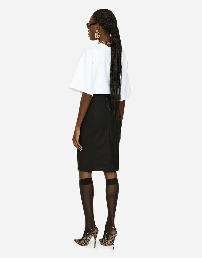 Dolce and Gabbana Skirts Women Midi Skirt In Powernet And Satin Black Dolce and Gabbana Skirts Women Midi Skirt In Powernet And Satin Black