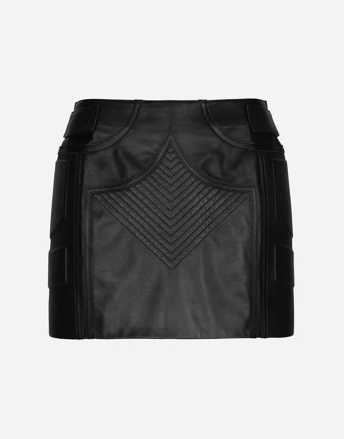 Dolce and Gabbana Skirts Women Nappa Leather Miniskirt Black