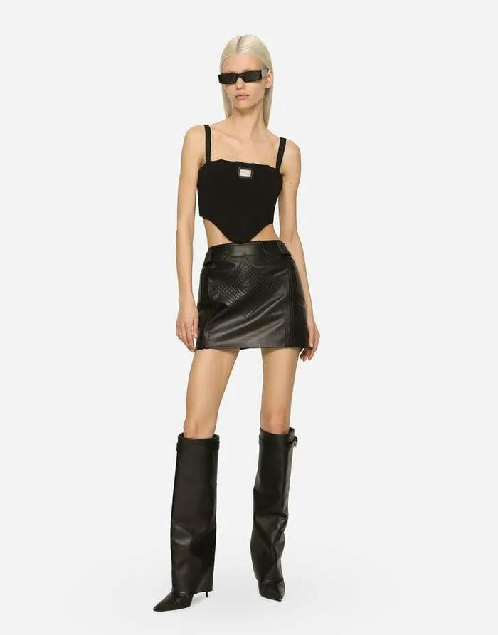 Dolce and Gabbana Skirts Women Nappa Leather Miniskirt Black Dolce and Gabbana Skirts Women Nappa Leather Miniskirt Black