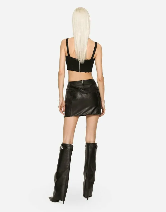 Dolce and Gabbana Skirts Women Nappa Leather Miniskirt Black Dolce and Gabbana Skirts Women Nappa Leather Miniskirt Black