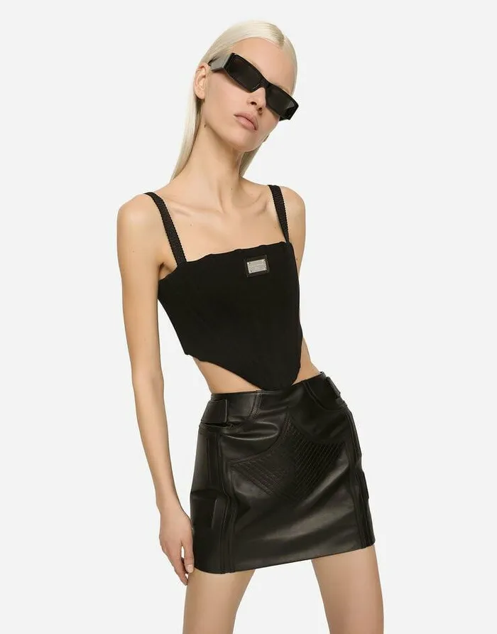 Dolce and Gabbana Skirts Women Nappa Leather Miniskirt Black Dolce and Gabbana Skirts Women Nappa Leather Miniskirt Black