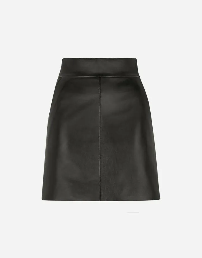 Dolce and Gabbana Skirts Women Short Leather Skirt Black