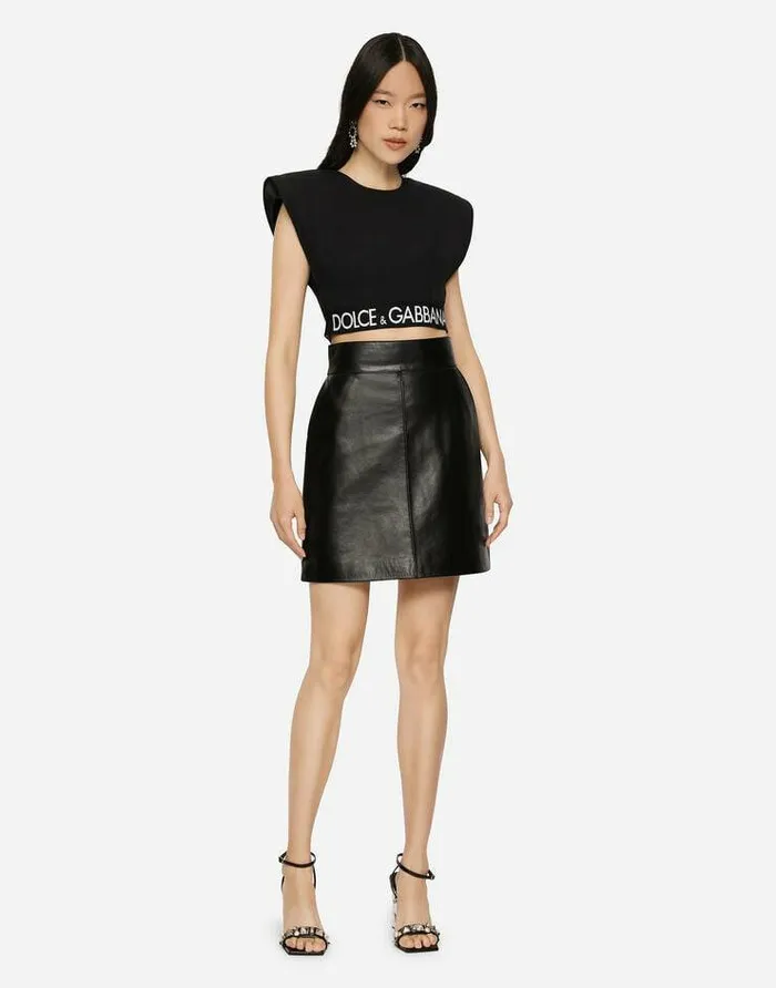 Dolce and Gabbana Skirts Women Short Leather Skirt Black Dolce and Gabbana Skirts Women Short Leather Skirt Black