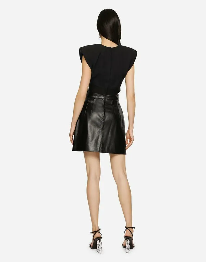 Dolce and Gabbana Skirts Women Short Leather Skirt Black Dolce and Gabbana Skirts Women Short Leather Skirt Black