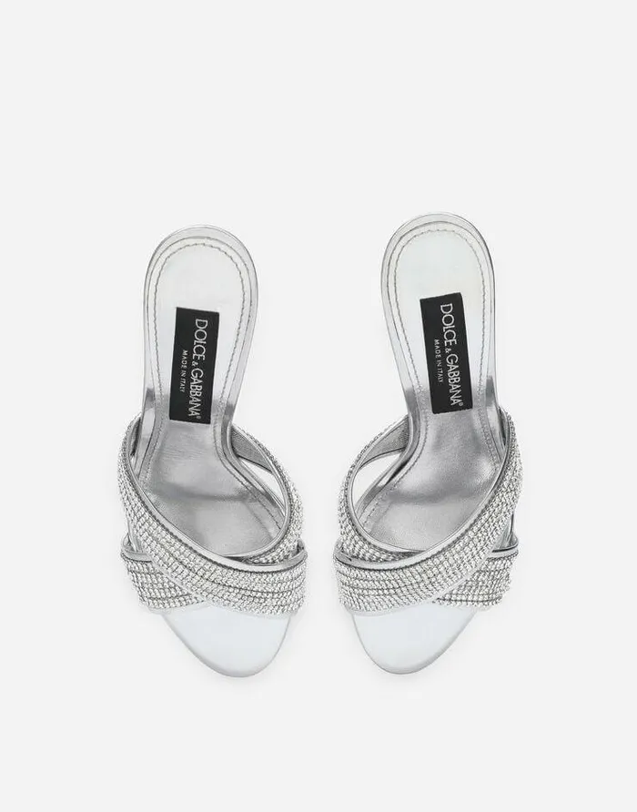 Dolce and Gabbana Slides And Mules Women Crystal Mesh Mules Multicolor Dolce and Gabbana Slides And Mules Women Crystal Mesh Mules Multicolor