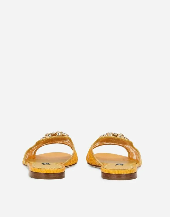 Dolce and Gabbana Slides And Mules Women Lace Rainbow Slides With Brooch Detailing Yellow Dolce and Gabbana Slides And Mules Women Lace Rainbow Slides With Brooch Detailing Yellow