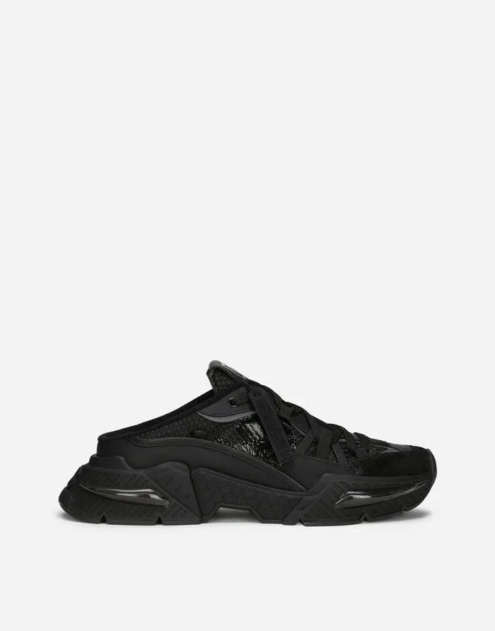 Dolce and Gabbana Sneakers Men Mixedmaterial Airmaster Mule Sneakers Black