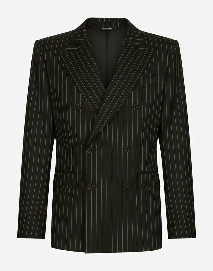 Dolce and Gabbana Suits And Blazers Men Doublebreasted Pinstripe Stretch Wool Siciliafit Suit Multicolor Dolce and Gabbana Suits And Blazers Men Doublebreasted Pinstripe Stretch Wool Siciliafit Suit Multicolor