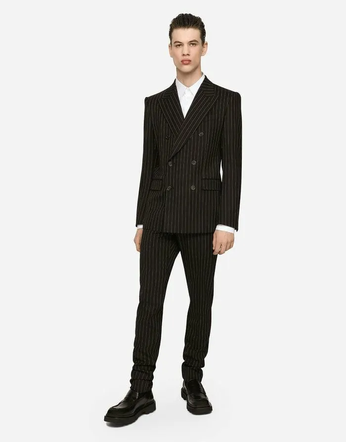 Dolce and Gabbana Suits And Blazers Men Doublebreasted Pinstripe Stretch Wool Siciliafit Suit Multicolor Dolce and Gabbana Suits And Blazers Men Doublebreasted Pinstripe Stretch Wool Siciliafit Suit Multicolor