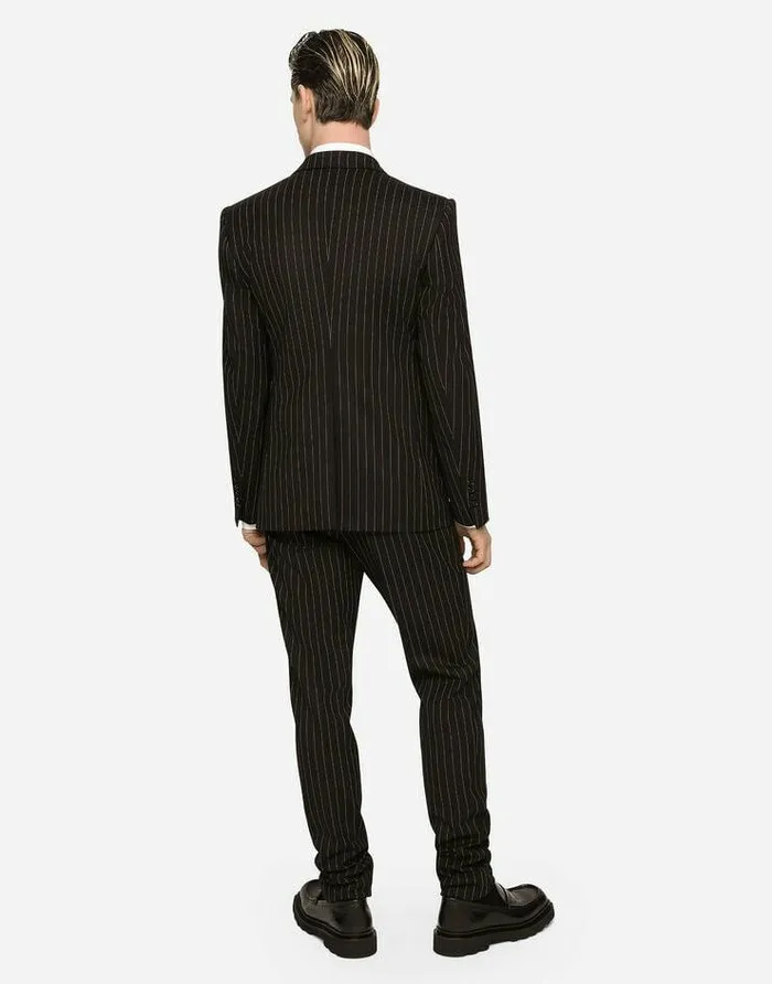 Dolce and Gabbana Suits And Blazers Men Doublebreasted Pinstripe Stretch Wool Siciliafit Suit Multicolor Dolce and Gabbana Suits And Blazers Men Doublebreasted Pinstripe Stretch Wool Siciliafit Suit Multicolor