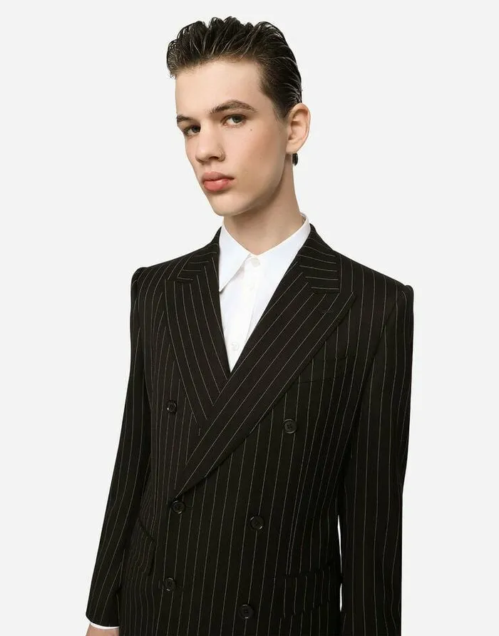 Dolce and Gabbana Suits And Blazers Men Doublebreasted Pinstripe Stretch Wool Siciliafit Suit Multicolor Dolce and Gabbana Suits And Blazers Men Doublebreasted Pinstripe Stretch Wool Siciliafit Suit Multicolor