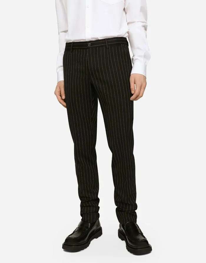 Dolce and Gabbana Suits And Blazers Men Doublebreasted Pinstripe Stretch Wool Siciliafit Suit Multicolor Dolce and Gabbana Suits And Blazers Men Doublebreasted Pinstripe Stretch Wool Siciliafit Suit Multicolor