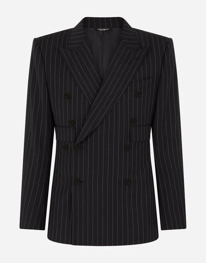 Dolce and Gabbana Suits And Blazers Men Doublebreasted Pinstripe Stretch Wool Sicilyfit Suit Multicolor Dolce and Gabbana Suits And Blazers Men Doublebreasted Pinstripe Stretch Wool Sicilyfit Suit Multicolor