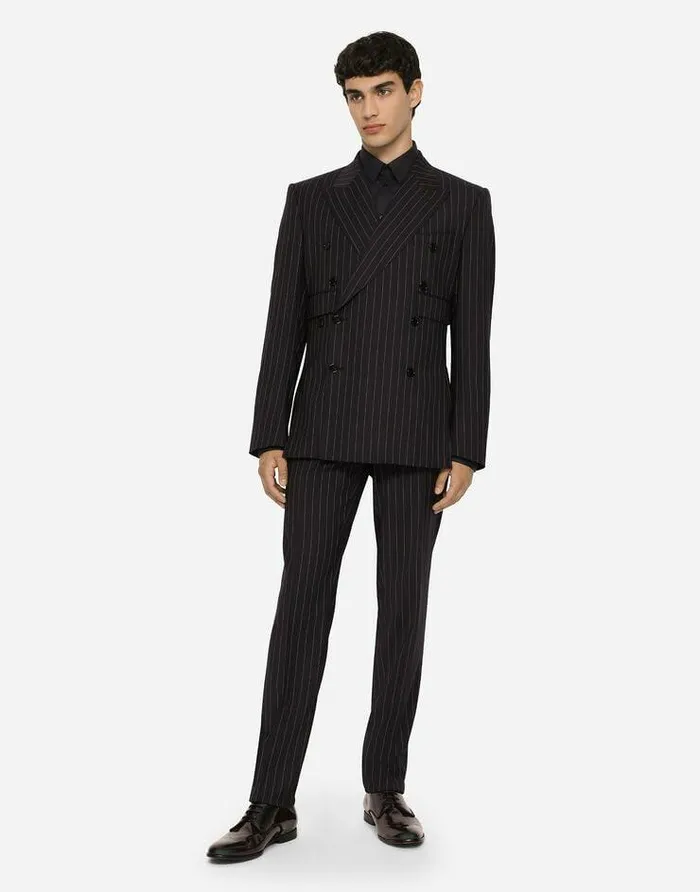 Dolce and Gabbana Suits And Blazers Men Doublebreasted Pinstripe Stretch Wool Sicilyfit Suit Multicolor Dolce and Gabbana Suits And Blazers Men Doublebreasted Pinstripe Stretch Wool Sicilyfit Suit Multicolor