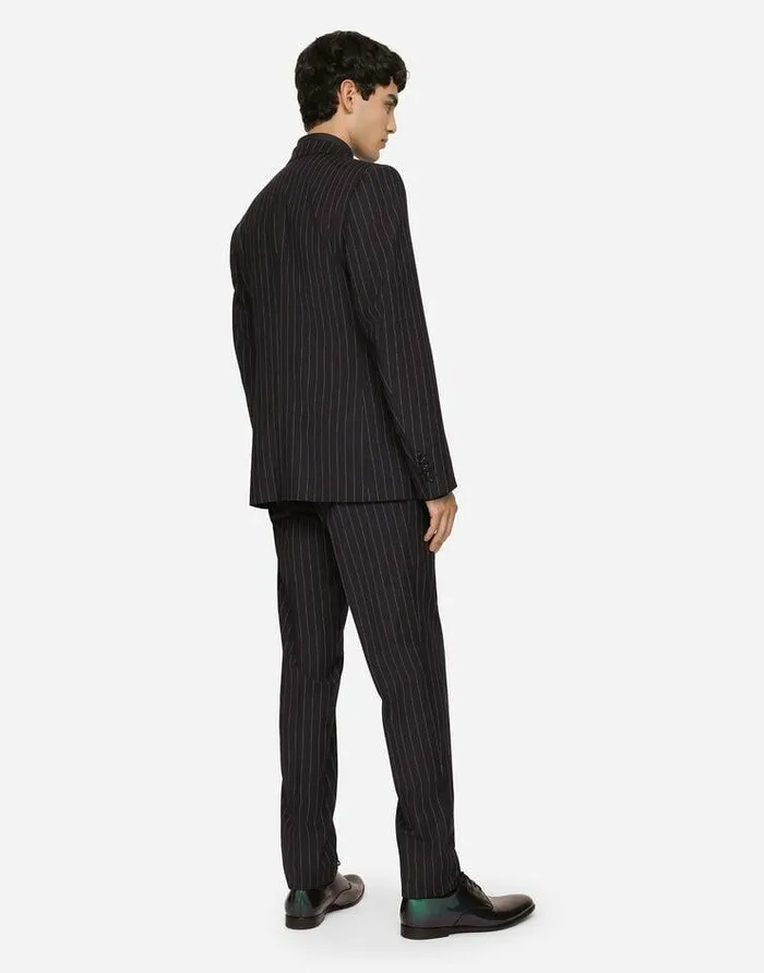 Dolce and Gabbana Suits And Blazers Men Doublebreasted Pinstripe Stretch Wool Sicilyfit Suit Multicolor Dolce and Gabbana Suits And Blazers Men Doublebreasted Pinstripe Stretch Wool Sicilyfit Suit Multicolor