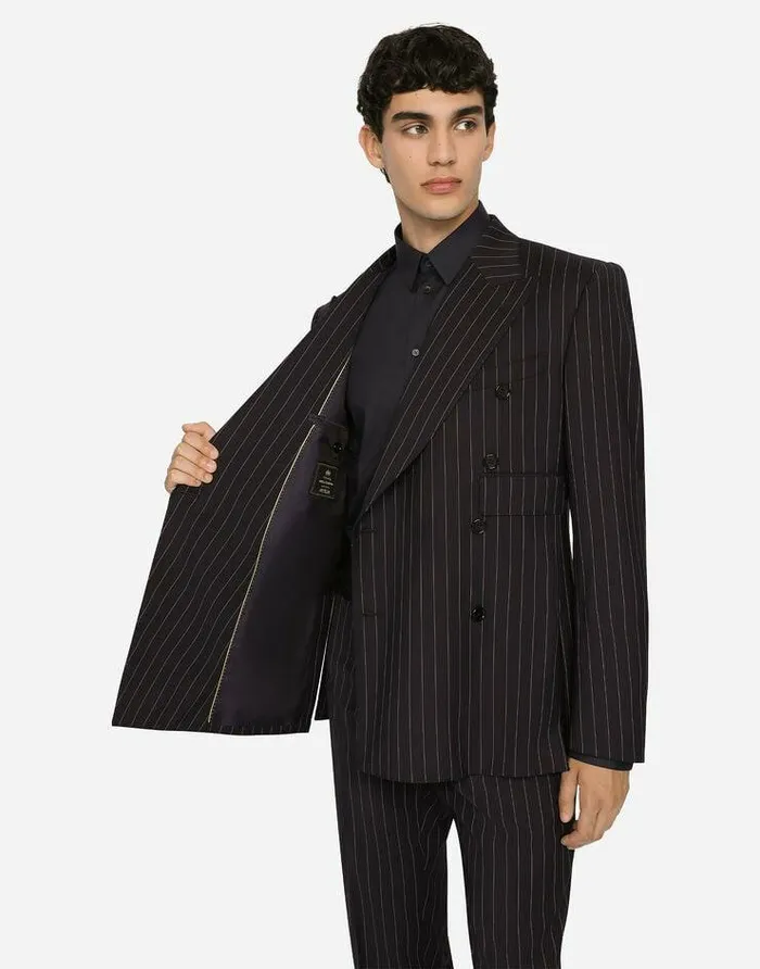 Dolce and Gabbana Suits And Blazers Men Doublebreasted Pinstripe Stretch Wool Sicilyfit Suit Multicolor Dolce and Gabbana Suits And Blazers Men Doublebreasted Pinstripe Stretch Wool Sicilyfit Suit Multicolor