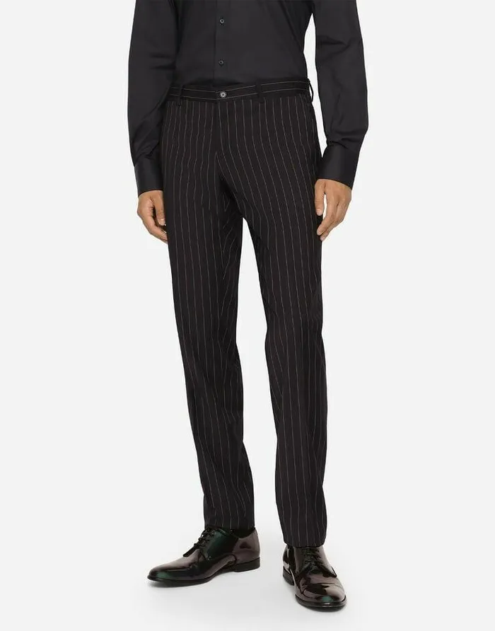 Dolce and Gabbana Suits And Blazers Men Doublebreasted Pinstripe Stretch Wool Sicilyfit Suit Multicolor Dolce and Gabbana Suits And Blazers Men Doublebreasted Pinstripe Stretch Wool Sicilyfit Suit Multicolor