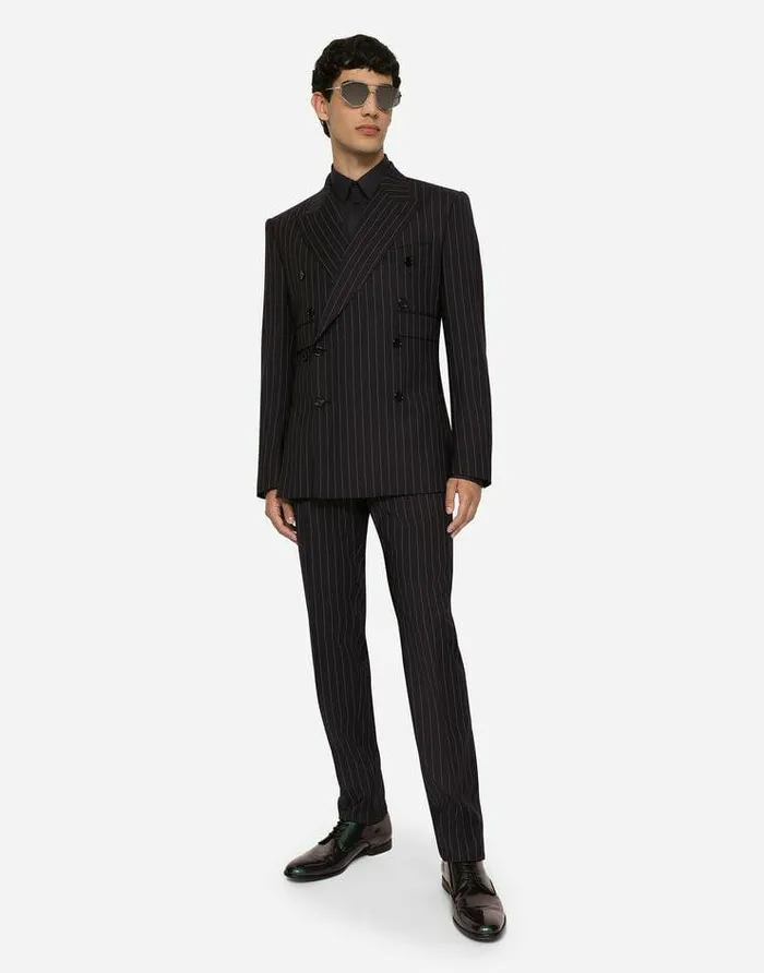 Dolce and Gabbana Suits And Blazers Men Doublebreasted Pinstripe Stretch Wool Sicilyfit Suit Multicolor Dolce and Gabbana Suits And Blazers Men Doublebreasted Pinstripe Stretch Wool Sicilyfit Suit Multicolor